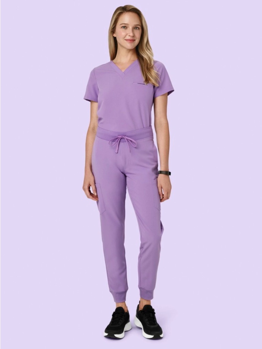 Mandala Scrubs Lavender Set— 3 pocket top (M), 9 pocket joggers (M Tall)